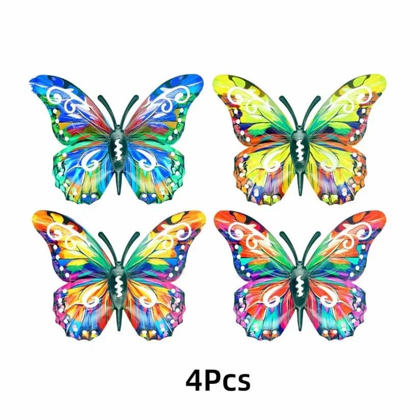 4-Piece Butterfly Metal Wall Sculptures for Outdoor Hanging Decor - View 5