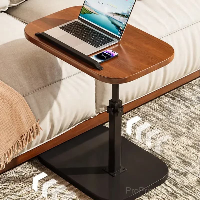 C-Shaped Adjustable Flip Side Table, Black-Brown, No Light - View 6