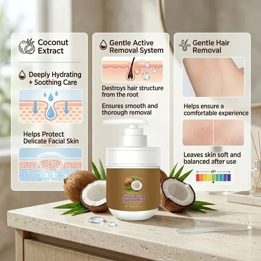 Coconut Hair Removal Cream for Face, Underarms, Legs & Intimate Areas - View 8