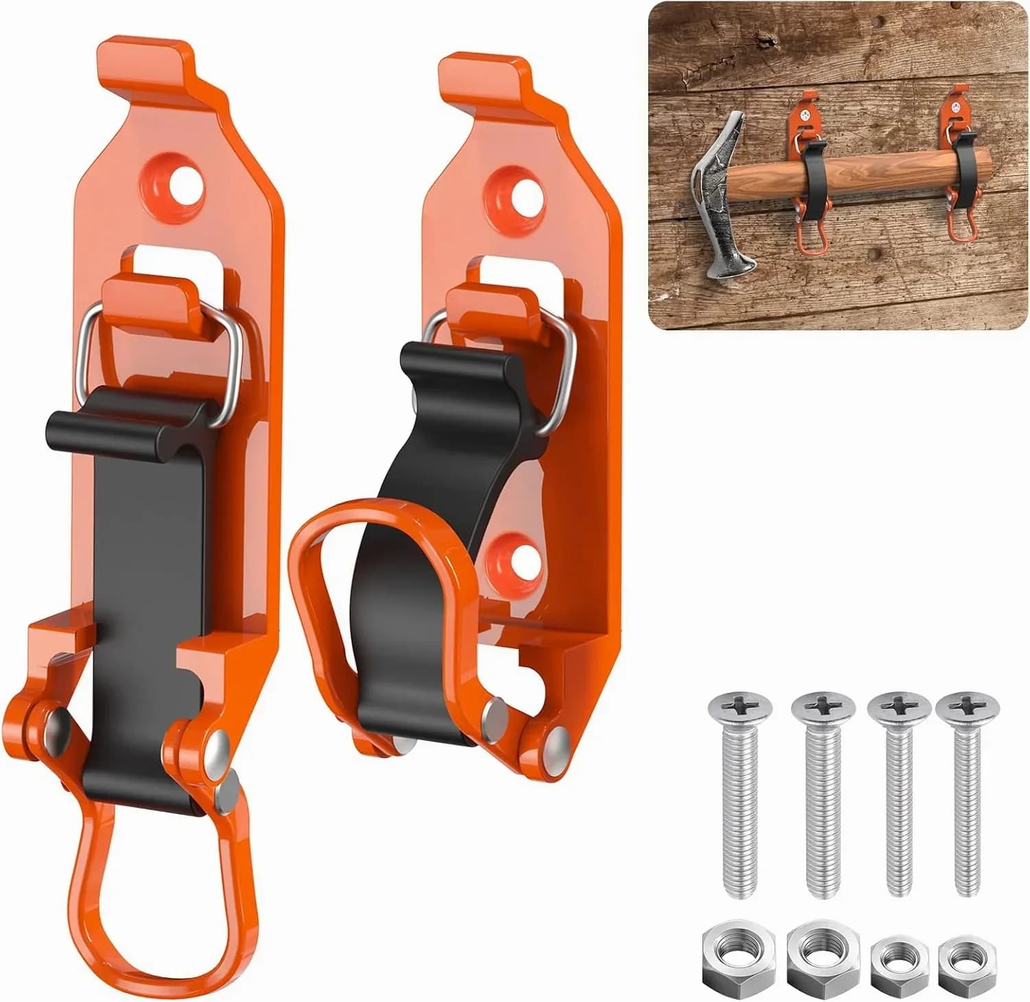 Heavy Duty Metal and Rubber Shovel Mount Kit for Garage Storage - View 2