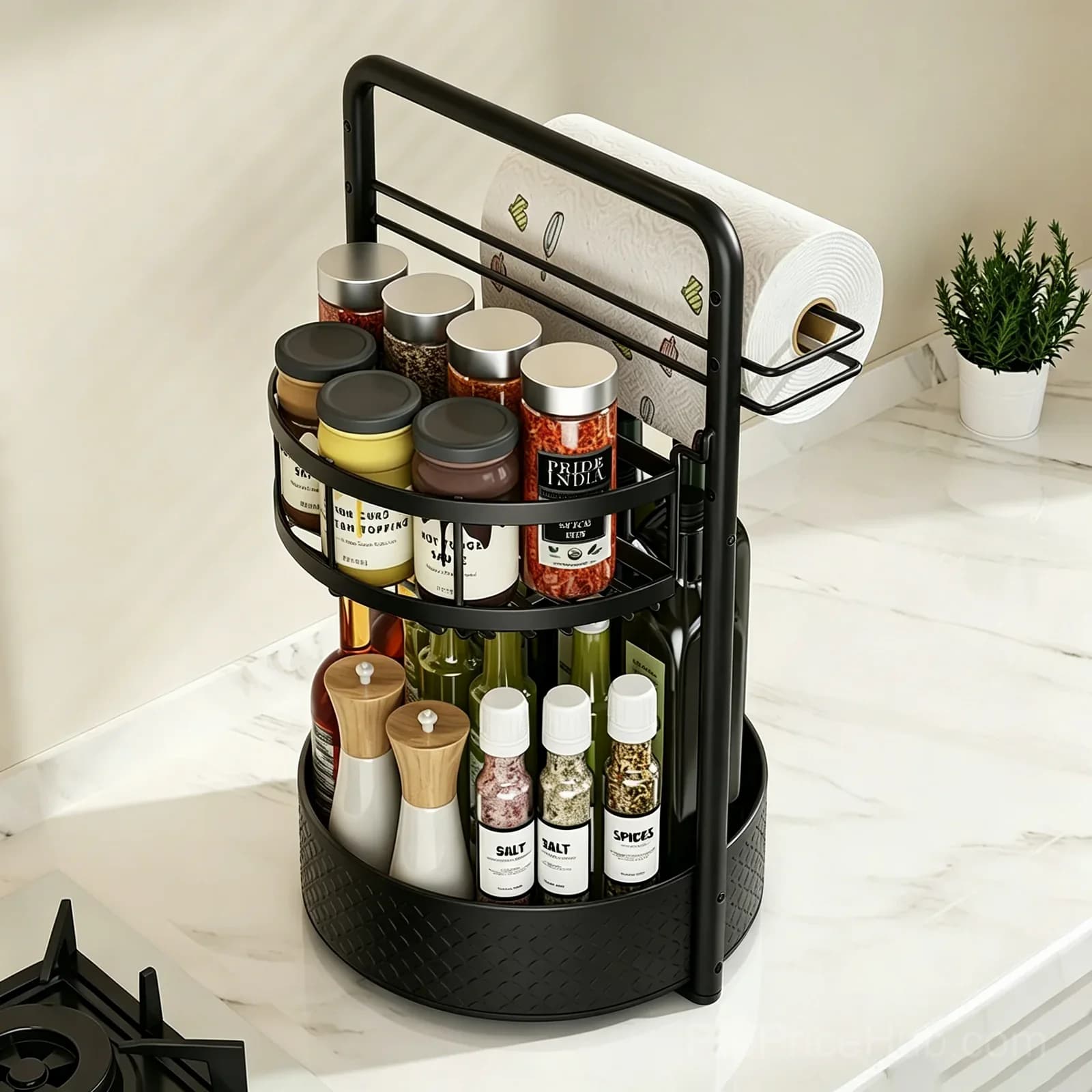 Paper Towel and Seasoning Storage Rack - View 3