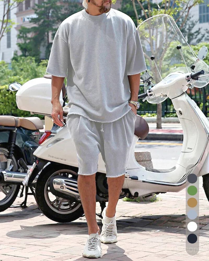 Men's Casual Loose Fit Solid Sports Set - M to 8XL - View 2