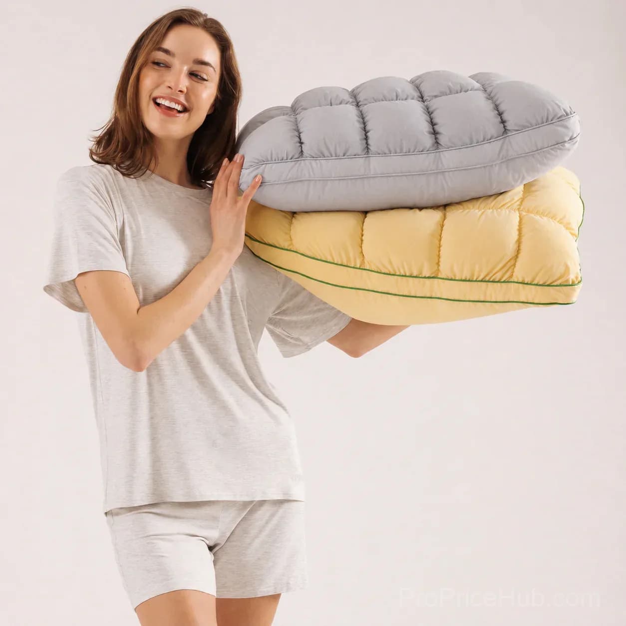 Cloud Puff Grid Pillow – Cooling, No-Flat for Side & Back Sleepers - View 11