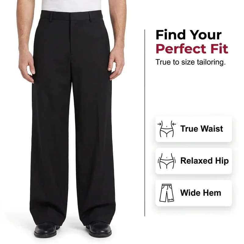 Men's Classic Fit Wide-Leg Formal Suit Trousers, Size S - View 4