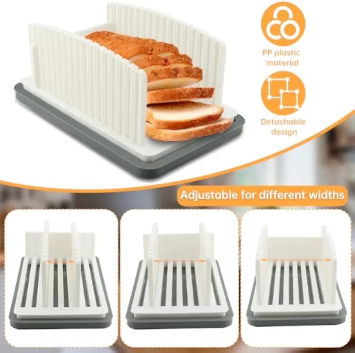 Adjustable Foldable Bread Slicer with Crumb Catcher Tray - View 3