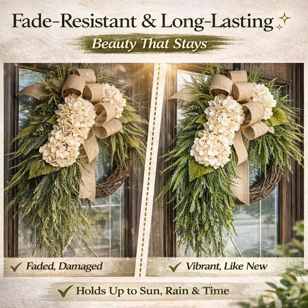 Handcrafted Hydrangea Wreath – All-Season Front Door Decor - View 5