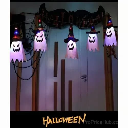 Glowing Ghost Witch Hat Halloween Hanging Light Decor, Warm Light - View 8