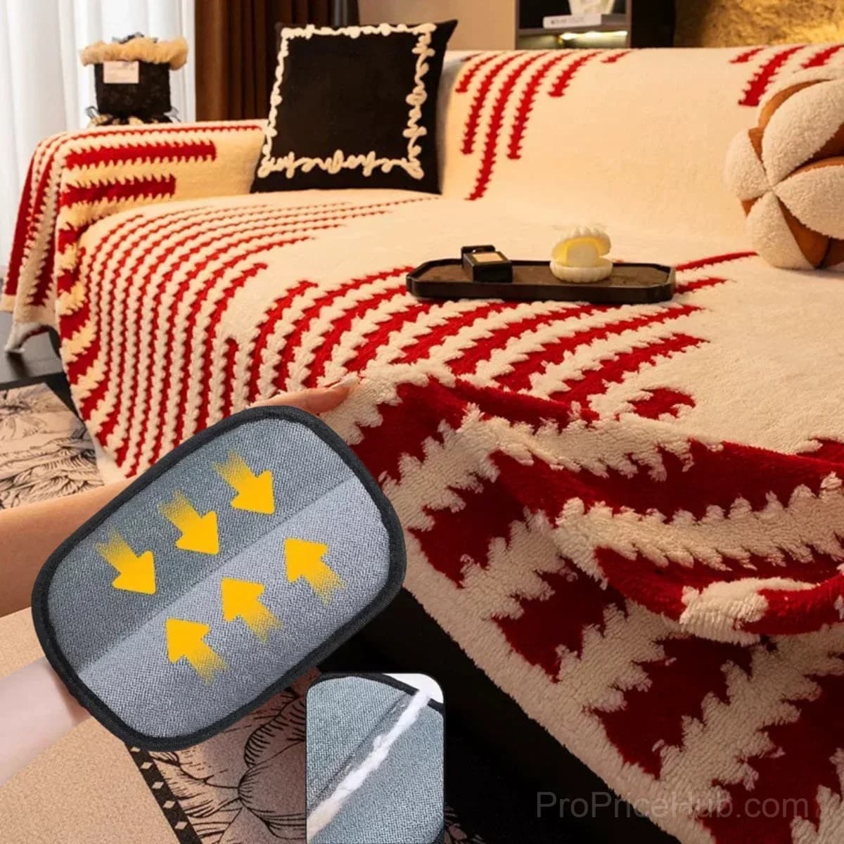 Soft Plush Non-Slip Couch Cover, Black, 180 x 130 cm, Single Seater - View 23