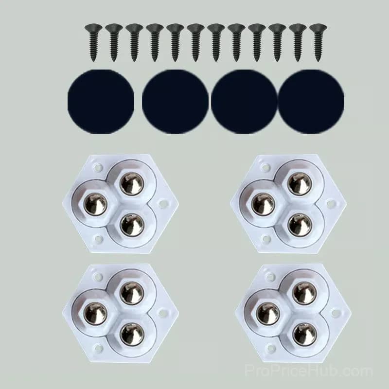 360° Rotating Three-Ball Caster Wheels, White, 4-Pack - View 12
