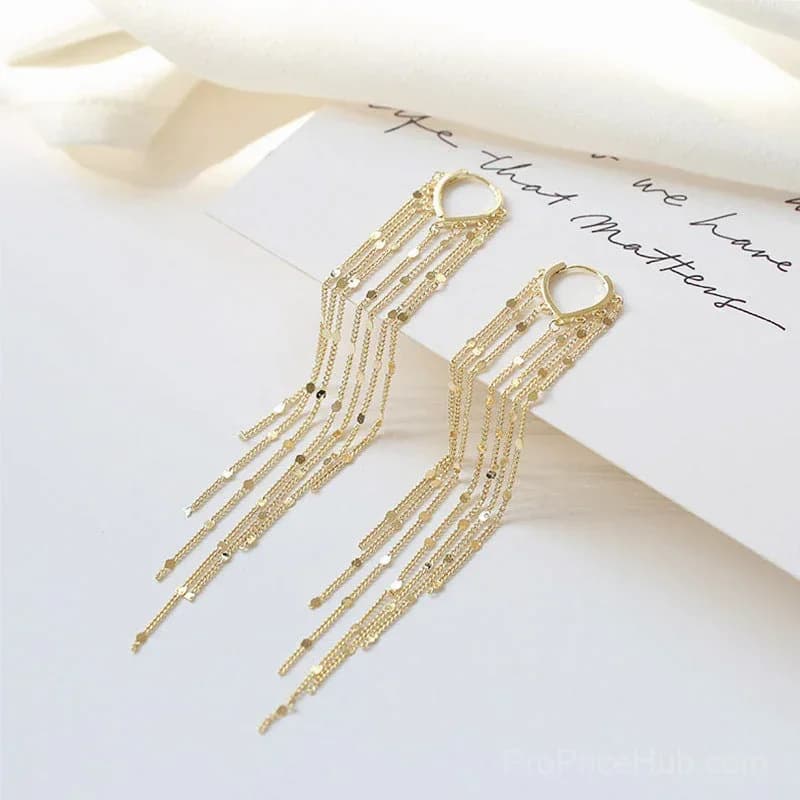 14K Gold Plated Long Tassel Earrings for Women - View 8