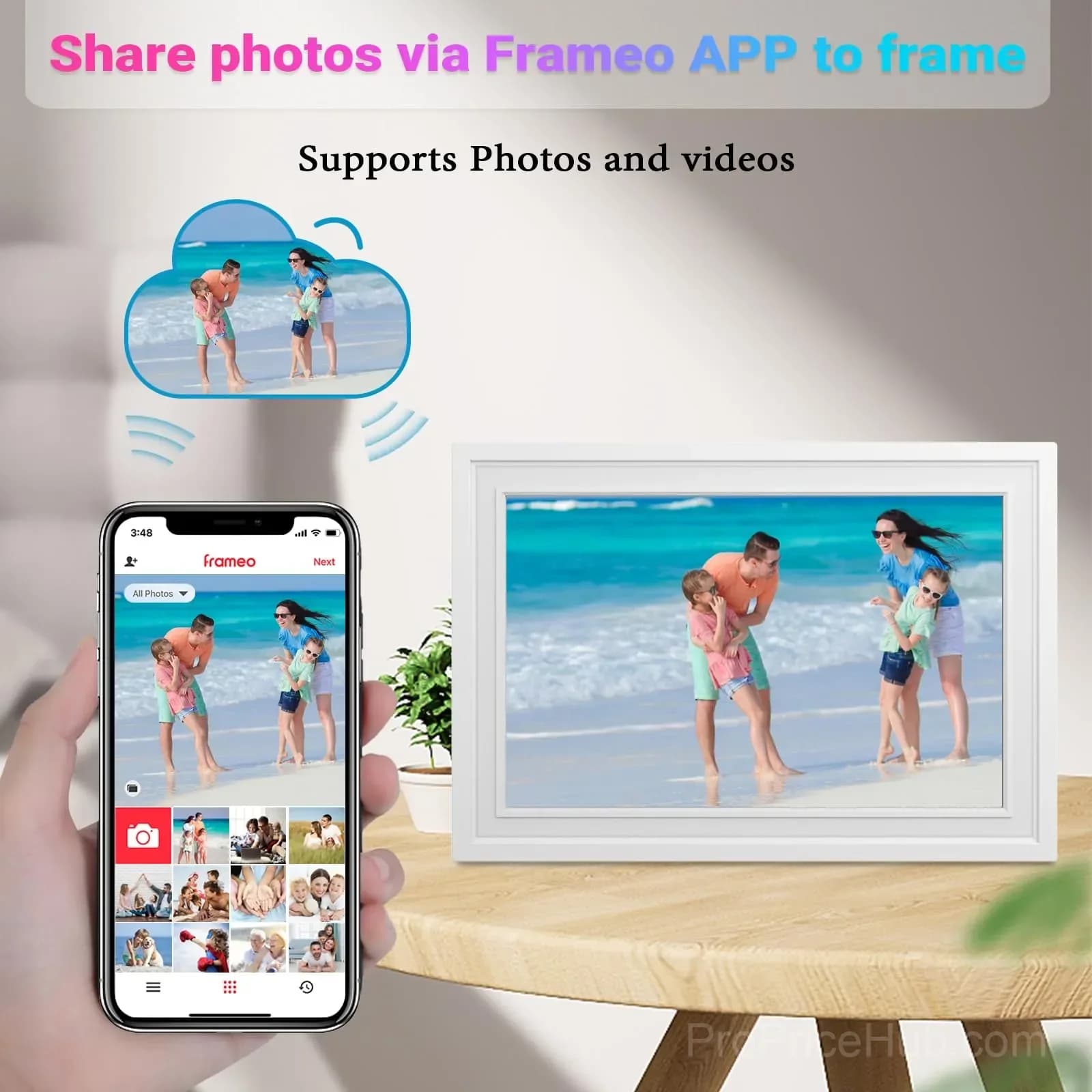 10.1-Inch WiFi Digital Photo Frame with 16GB Storage - Alt