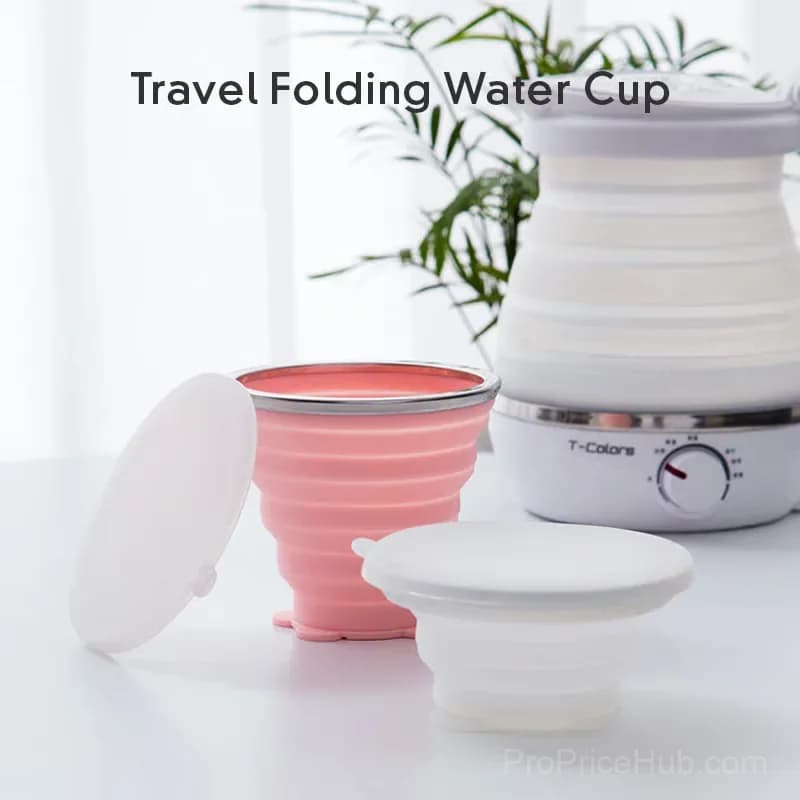 270ML Foldable Silicone Travel Cup, Anti-Scald Camping Mug, Pink - View 2