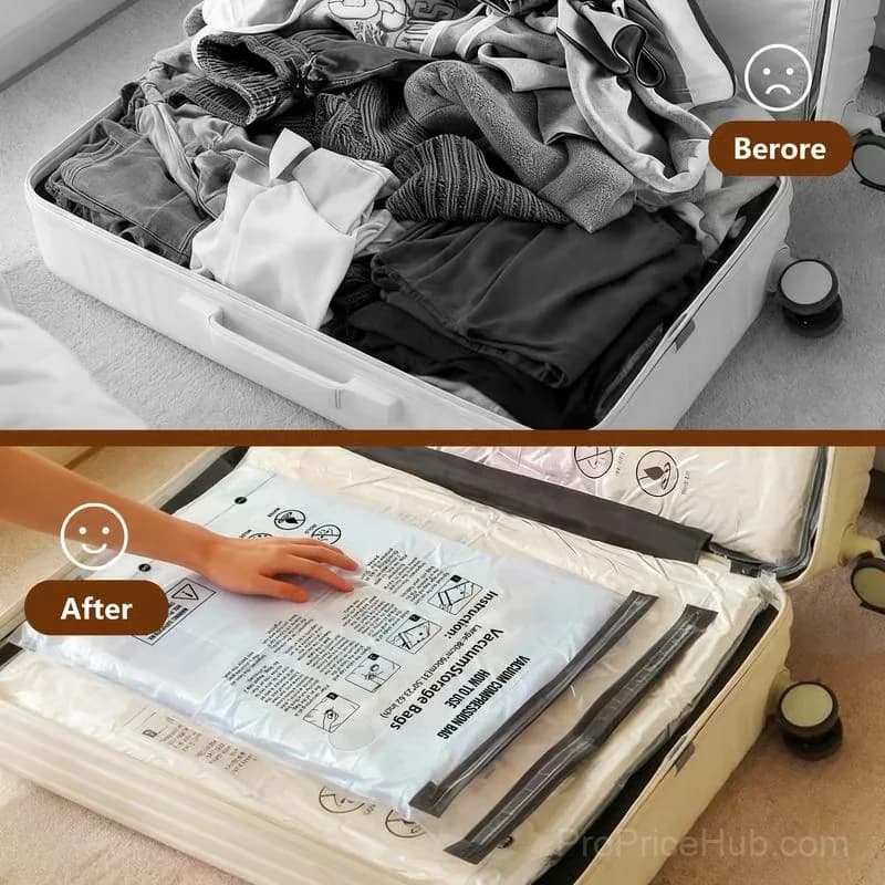 Cordless Travel Vacuum Storage Bag Set with Rechargeable Pump, 6-Pc - View 5