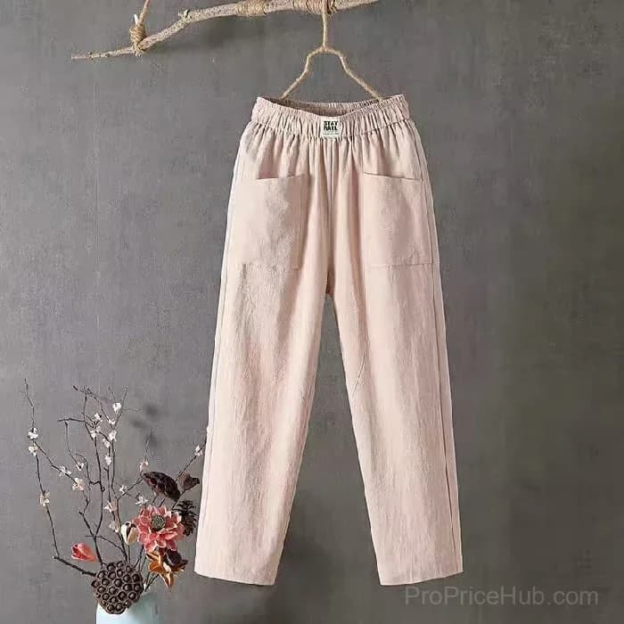 Women's Loose Fit Pants, White, Size S - View 10