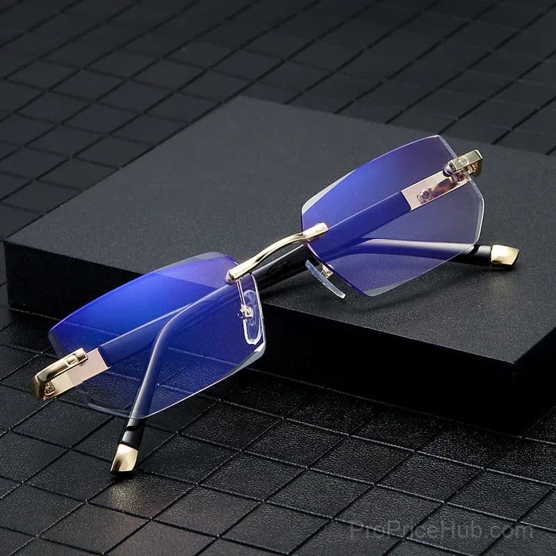 Rimless Blue Light Blocking Reading Glasses with Auto-Focus Zoom - View 6