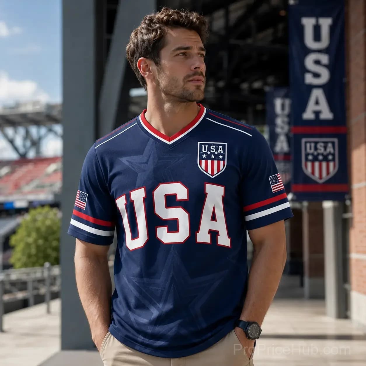 USA Liberty V-Neck Soccer Jersey – American Flag - View 4