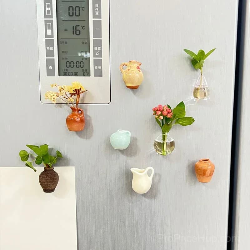 Mini Ceramic Vase Fridge Magnet - Small Home Decor Accent - View 6