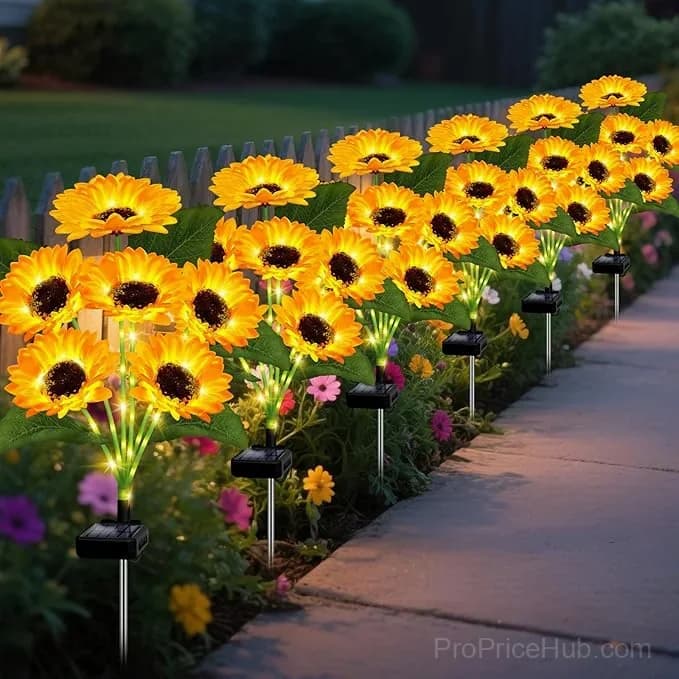 Solar LED Sunflower Garden Lights, 29.6 Inch, Warm Glow Outdoor Decor - View 17