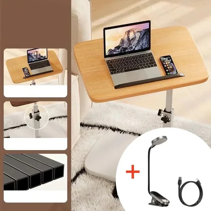 C-Shaped Adjustable Flip Side Table, Black-Brown, No Light - View 18