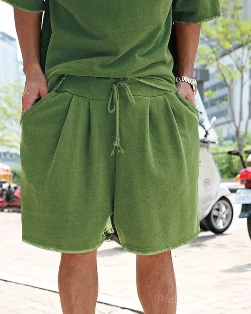 Men's Casual Loose Fit Solid Sports Set - M to 8XL - View 19