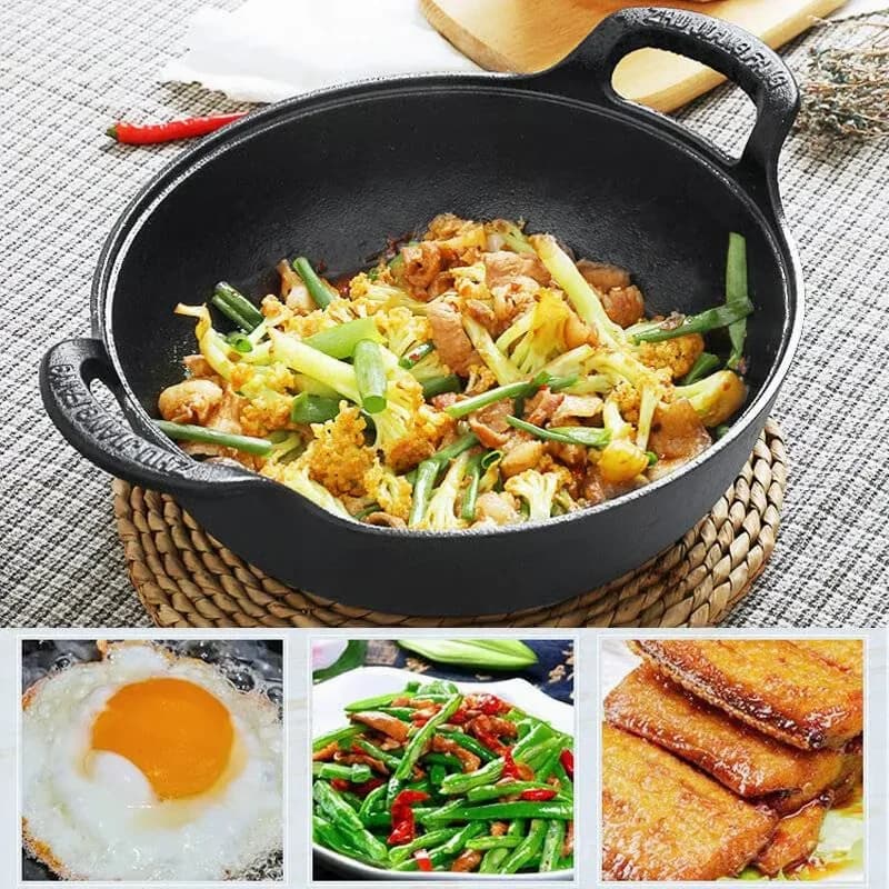 Uncoated Thick Iron Cooking Pot, 20 cm Diameter - View 2