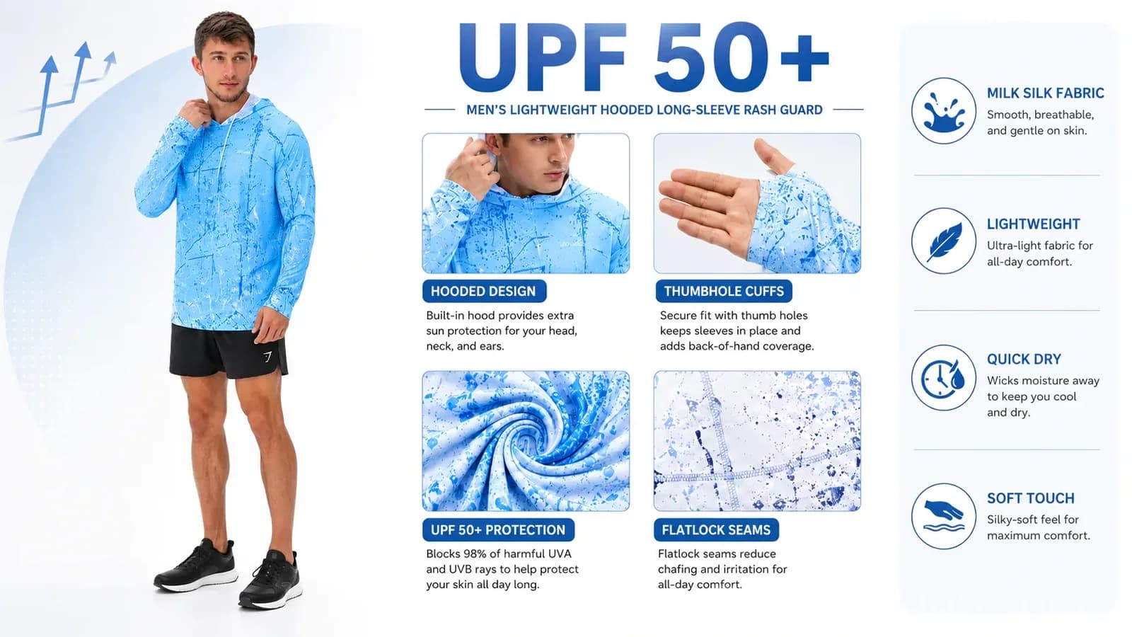 Men's UPF 50+ Swim & Outdoor Sun Hoodie - View 14