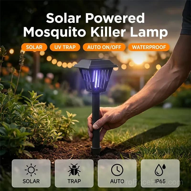 Outdoor Solar Mosquito Killer LED Lamp, Stake/Stand, Black, 1 Pc - View 2