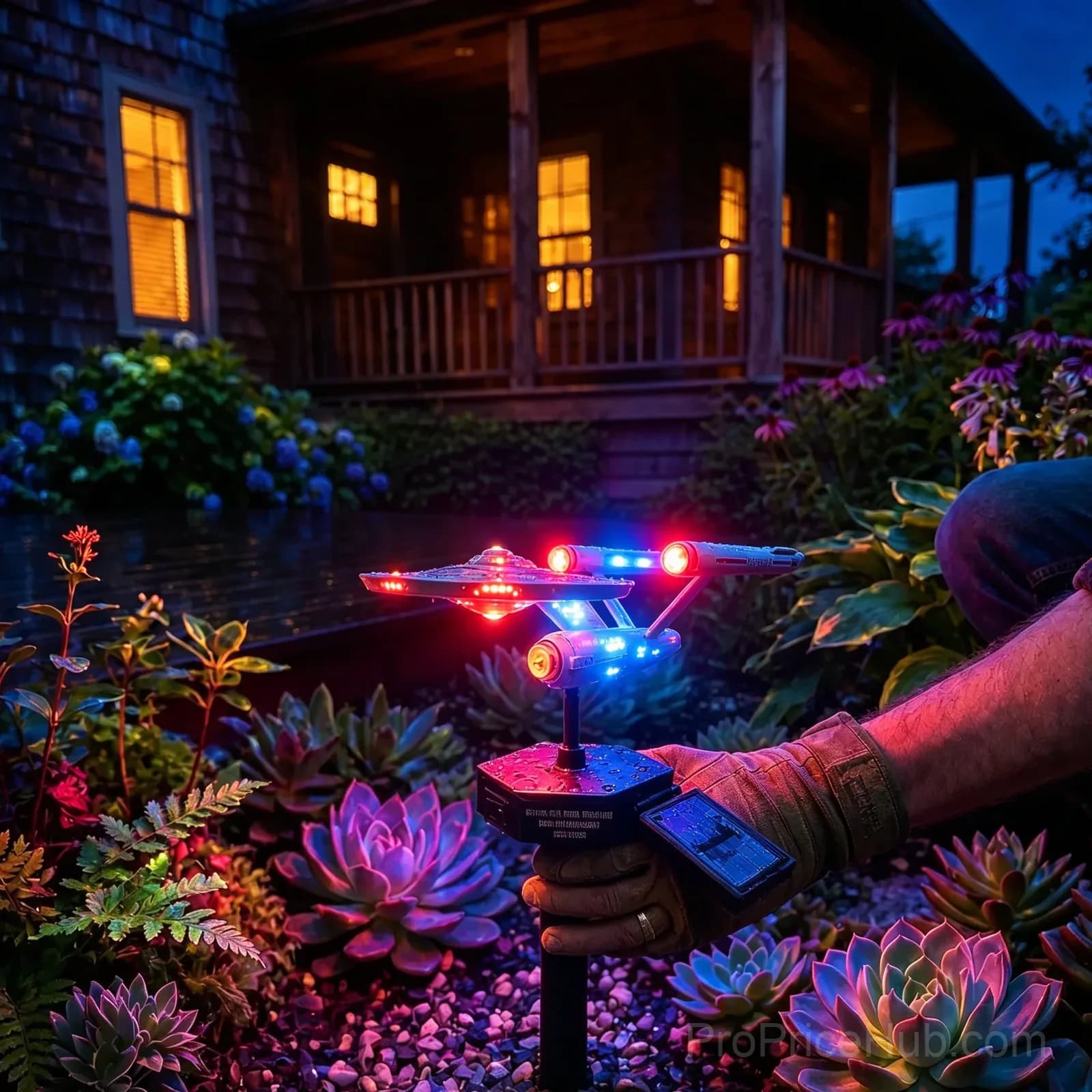 Sci-Fi Starship Solar Garden Light - Outdoor Decor - View 5