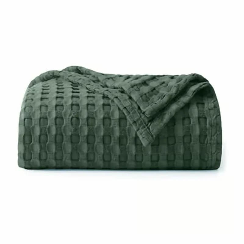 Bamboo-Cotton Waffle Weave Blanket, Ginger, 59 x 79 in - View 7