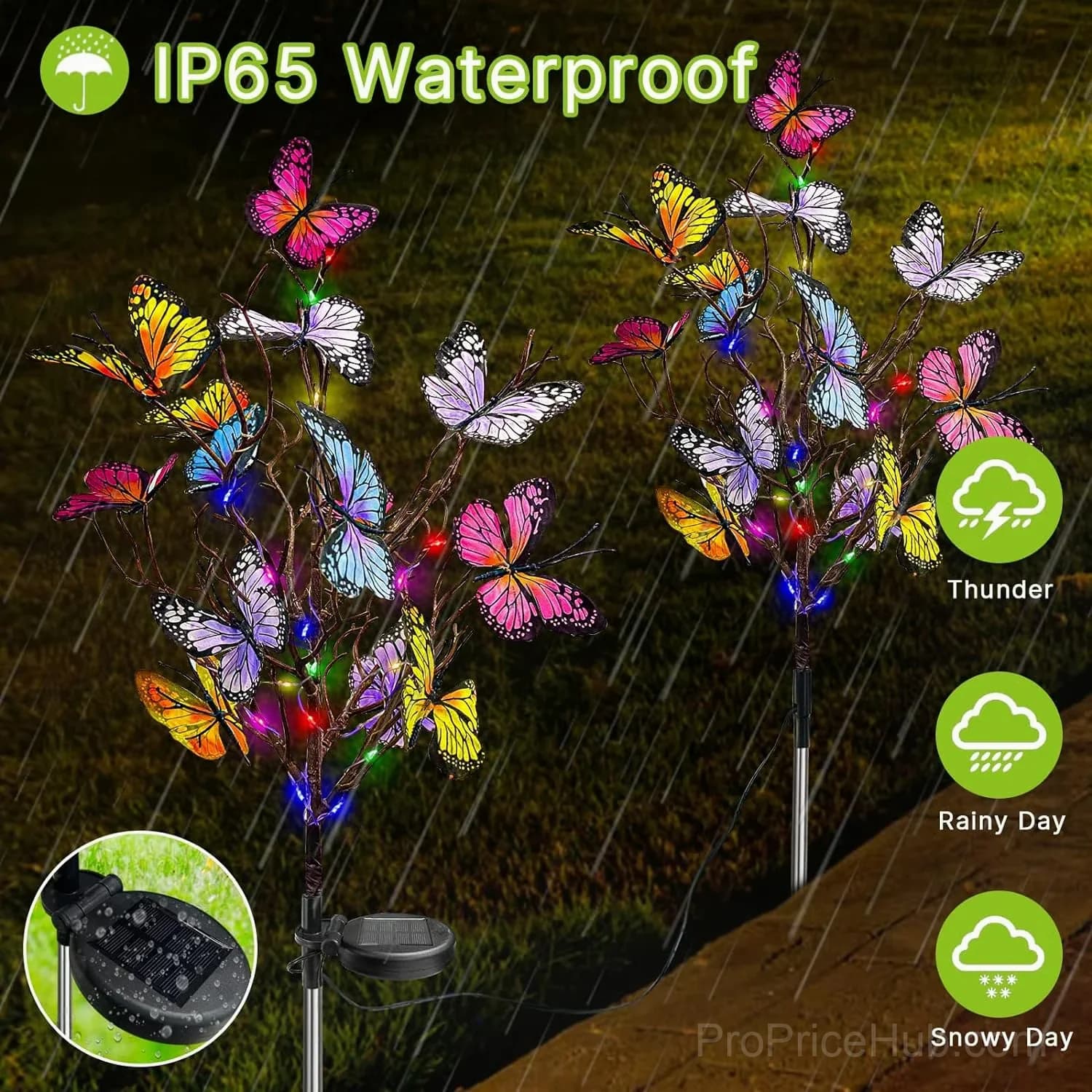 Solar-Powered Outdoor Butterfly Garden Light with Color Changing LEDs - View 4