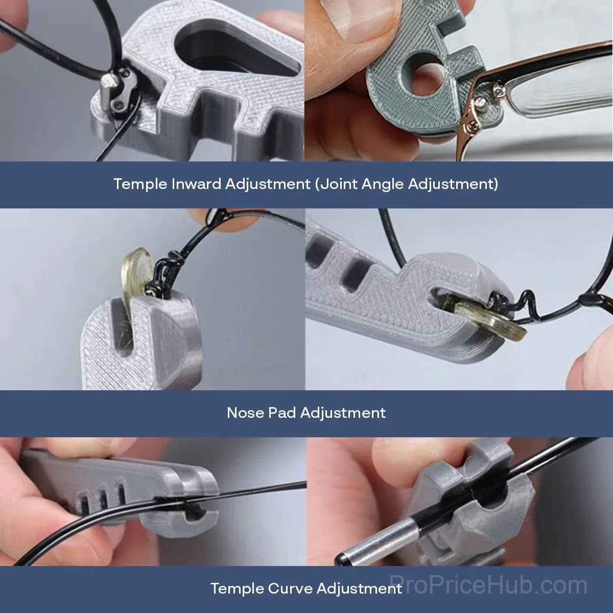 Eyeglass Frame Adjustment Tool, Silver Teardrop Hole - View 4