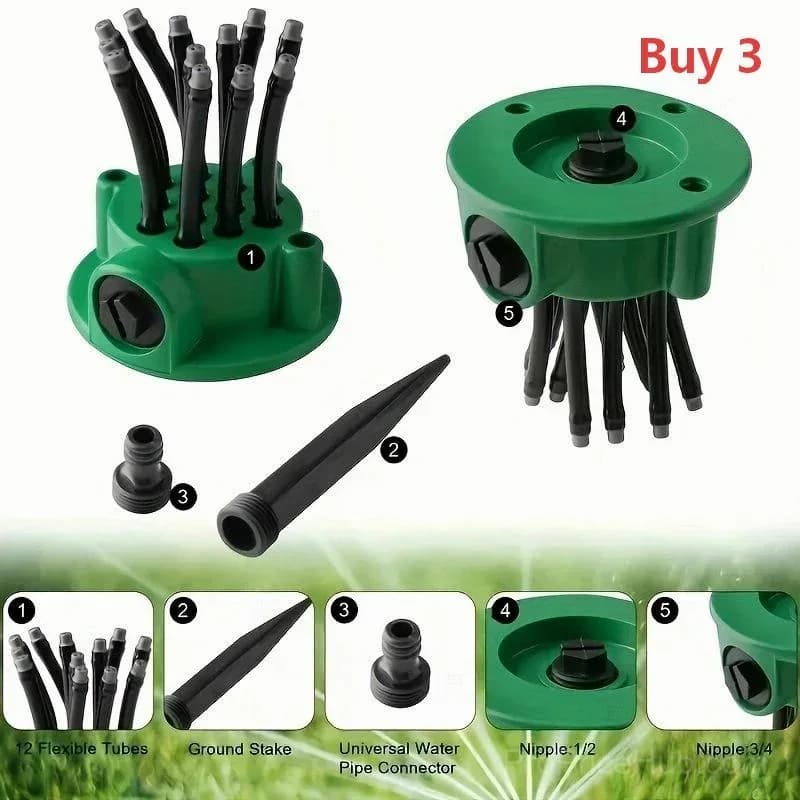 360° Multi-Directional Lawn Sprinkler with Flexible Spray Nozzles - View 11