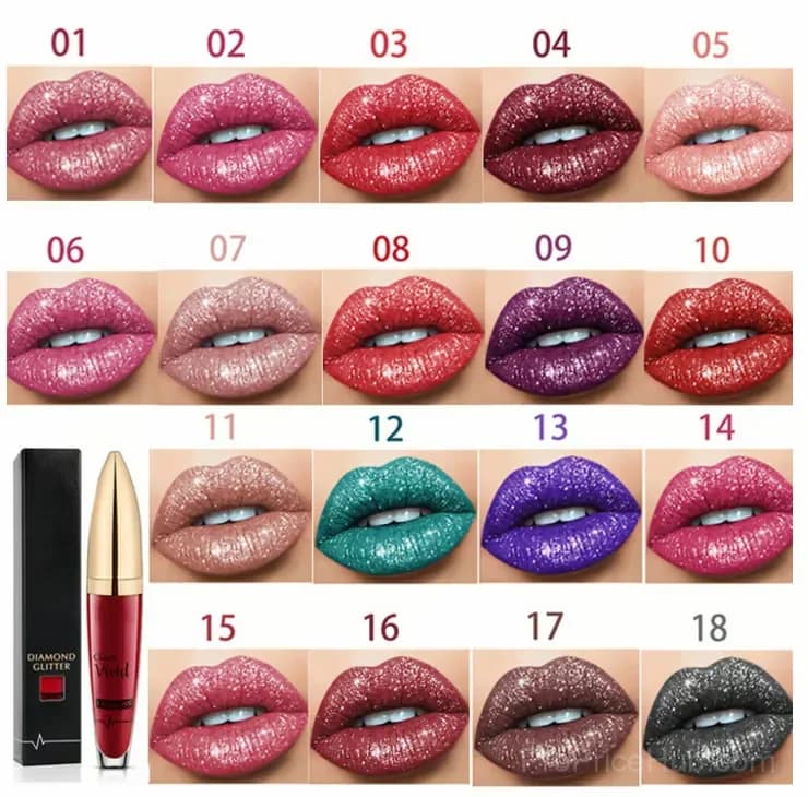 Diamond Lip Gloss Matte to Glitter Liquid Lipstick Waterproof 01 - View 4