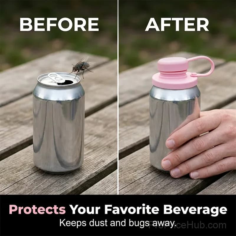 Pink Silicone Soda Can Lid Cover Without Straw Brush - View 8
