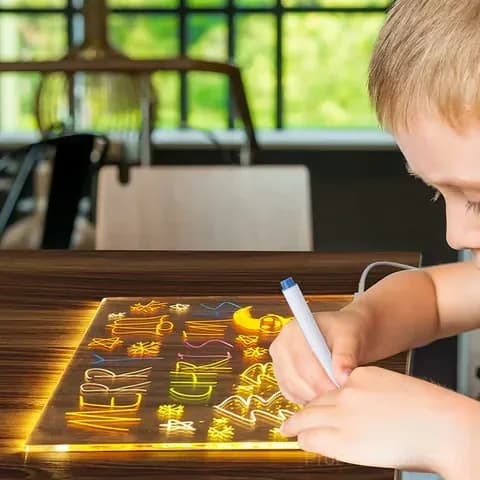 LED Note Board with Colored Pens, 5.9x5.9 Inch - View 4