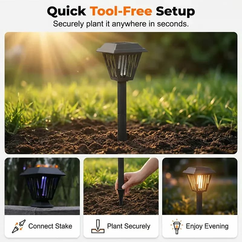 Outdoor Solar Mosquito Killer LED Lamp, Stake/Stand, Black, 1 Pc - View 9