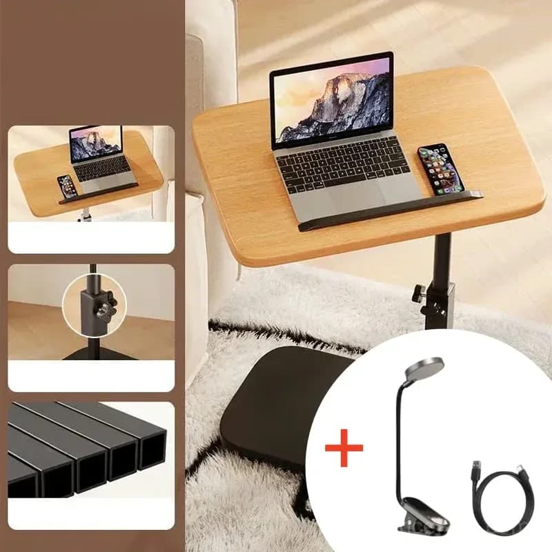 C-Shaped Adjustable Flip Side Table, Black-Brown, No Light - View 17