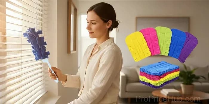 Reusable Chenille Microfiber Duster with 2 Handles & 10 Refills - View 2