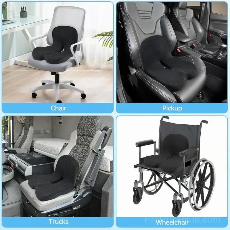 Ergonomic Non-Slip Memory Foam Car Seat Cushion, Black/Gray - View 7