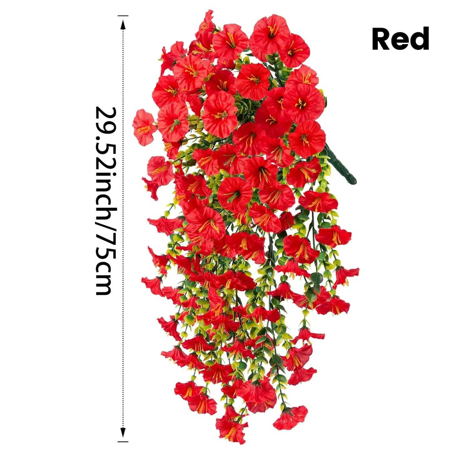 UV Resistant Artificial Morning Glory Hanging Vine, Purple & Red - View 13