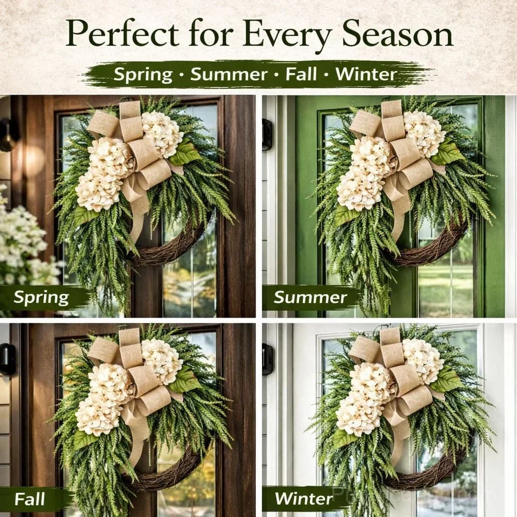 Handcrafted Hydrangea Wreath – All-Season Front Door Decor - View 9