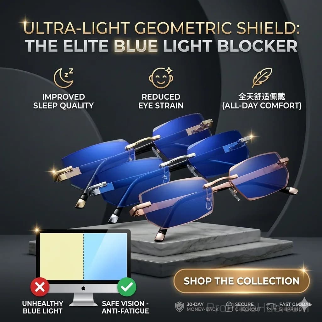 Rimless Blue Light Blocking Reading Glasses with Auto-Focus Zoom - View 4