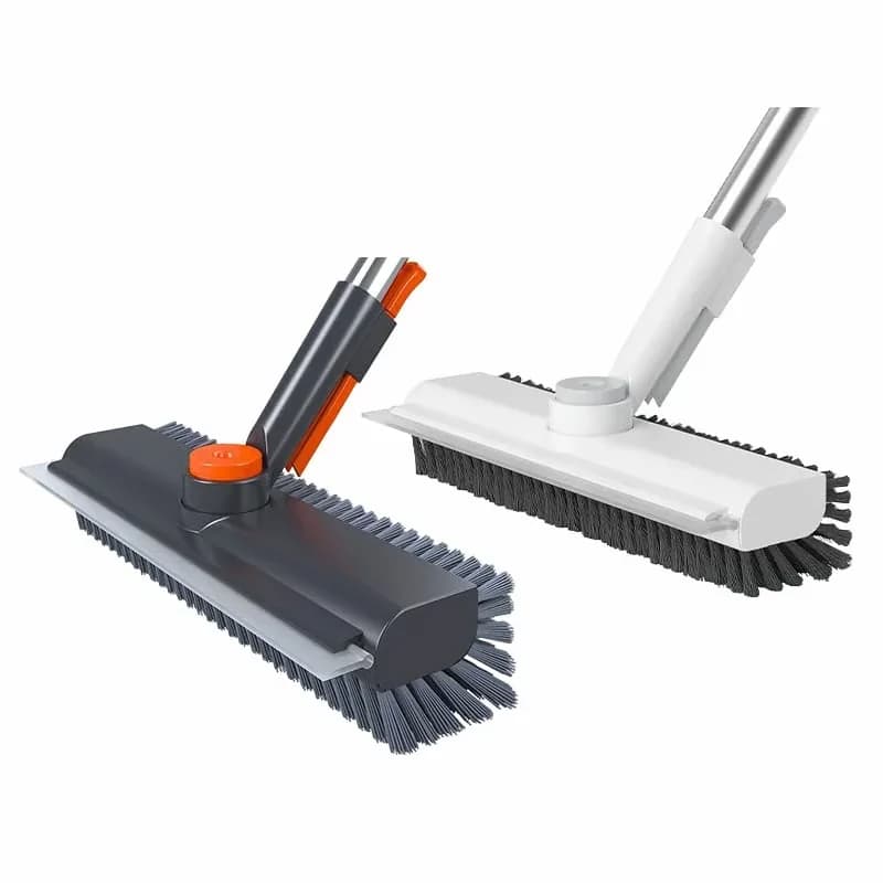 Hard Bristle Tile Floor Brush with 360° Swivel Head, Grey - View 3