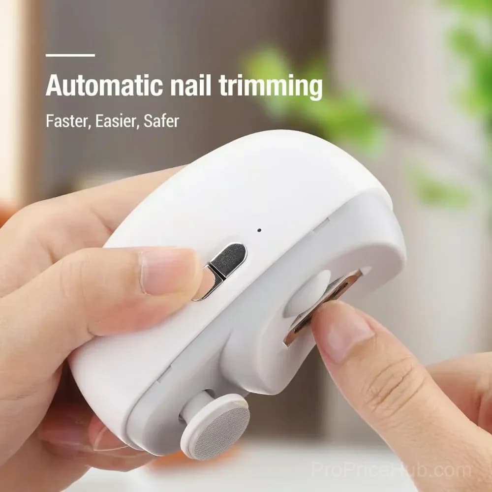 3-in-1 Automatic Electric Nail Clipper with Polisher, White - View 2