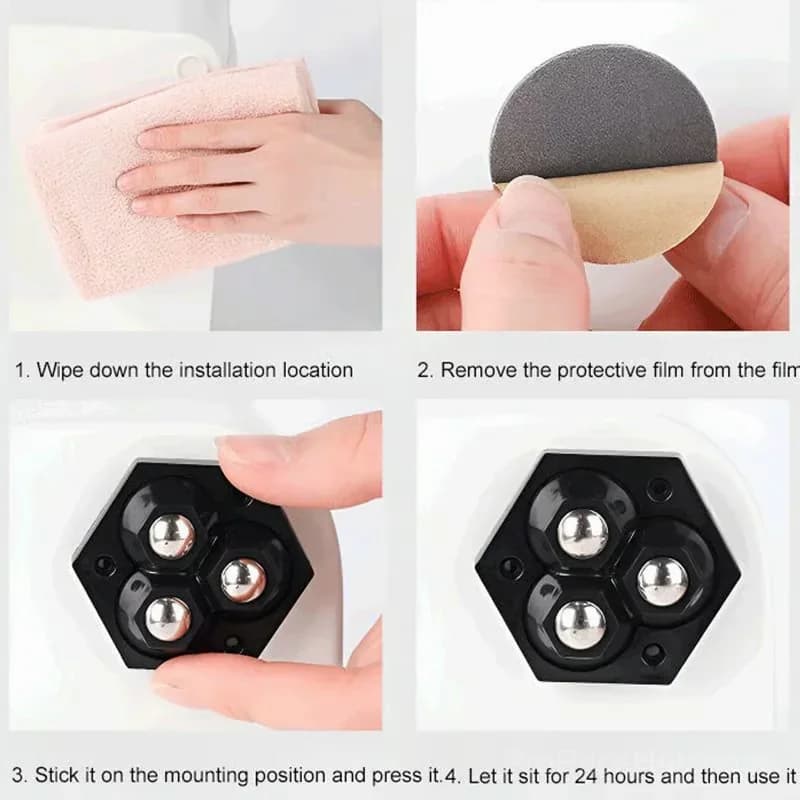 360° Rotating Three-Ball Caster Wheels, White, 4-Pack - View 10