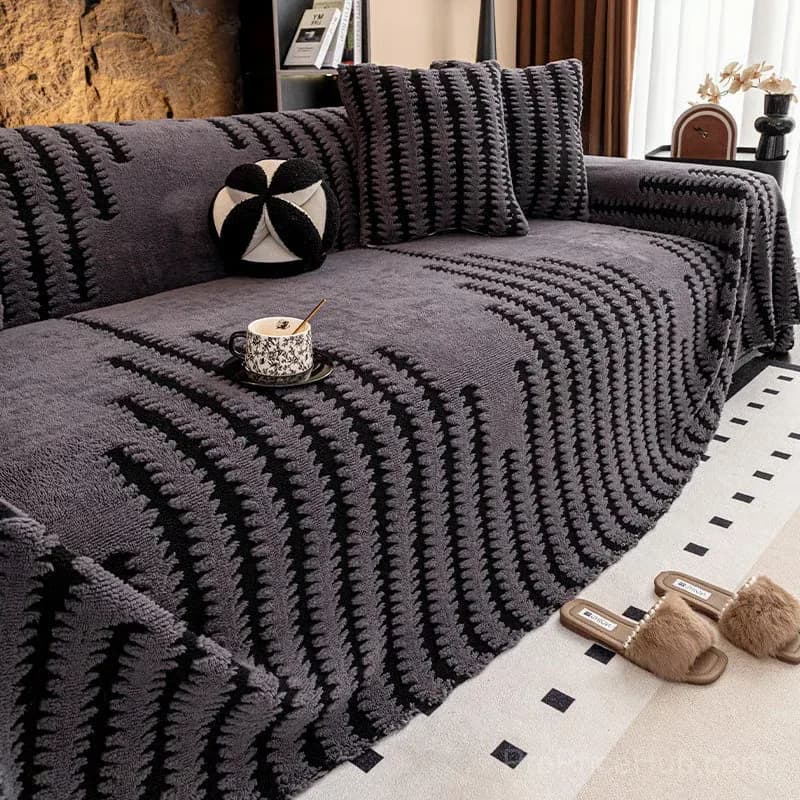 Soft Plush Non-Slip Couch Cover, Black, 180 x 130 cm, Single Seater - View 13