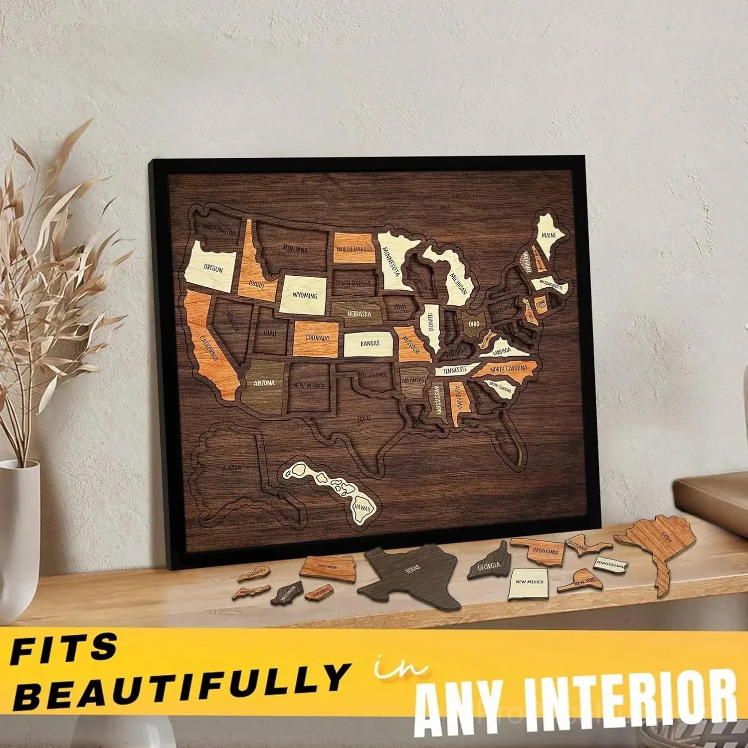Wooden USA Travel Map Puzzle - Track Your Journey & Memories - View 7