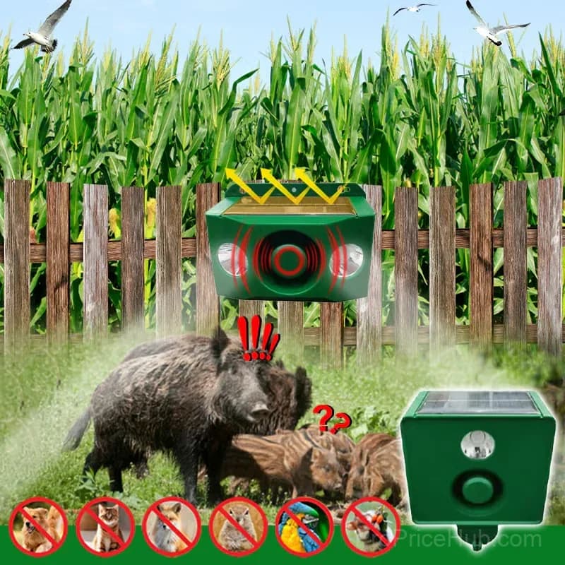 Solar Beast Repellent Warning Lights with Loud Alarm, 2 Spotlights - View 2