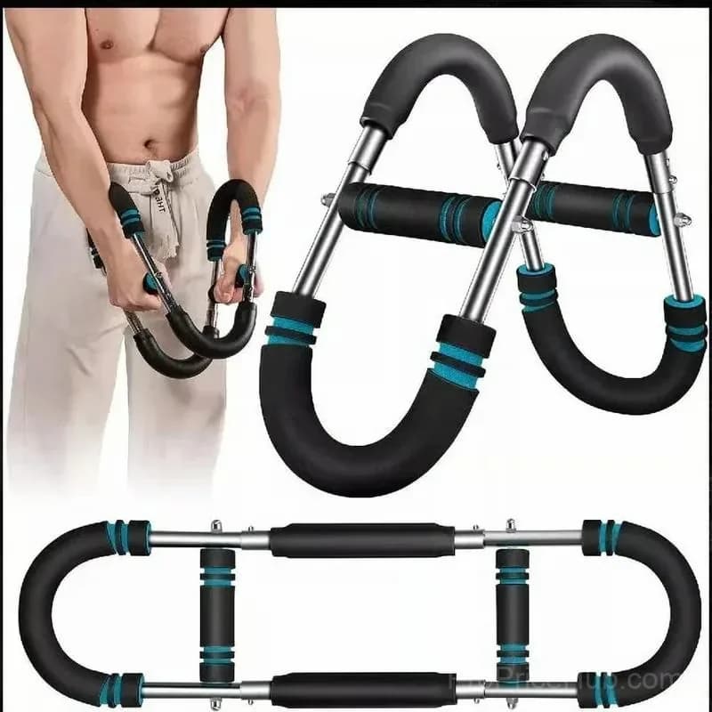 Adjustable U-Shaped Arm & Torso Weight Bar, Black/Blue - View 7