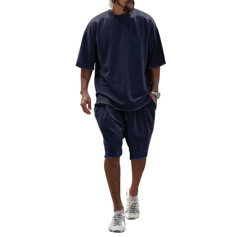 Men's Casual Loose Fit Solid Sports Set - M to 8XL - View 9